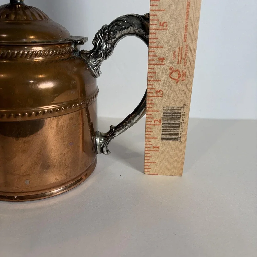 Antique Copper Brass Nickel Teapot Pitcher Rochester Stamping Works